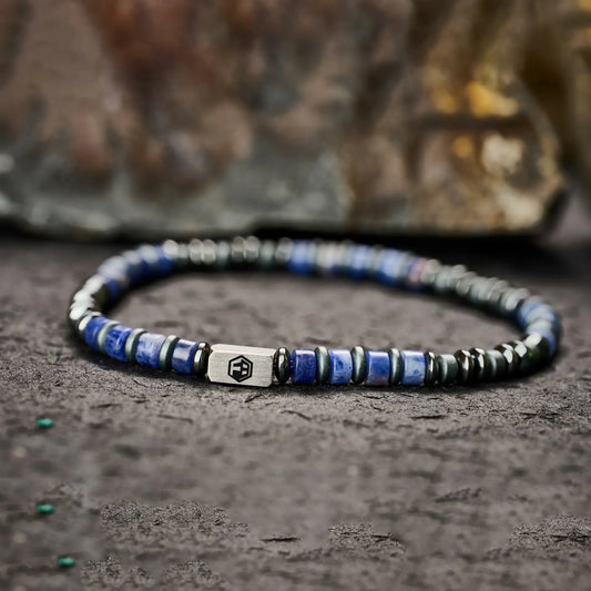 Lapis Lazuli-Hematite Bracelet — 4mm
