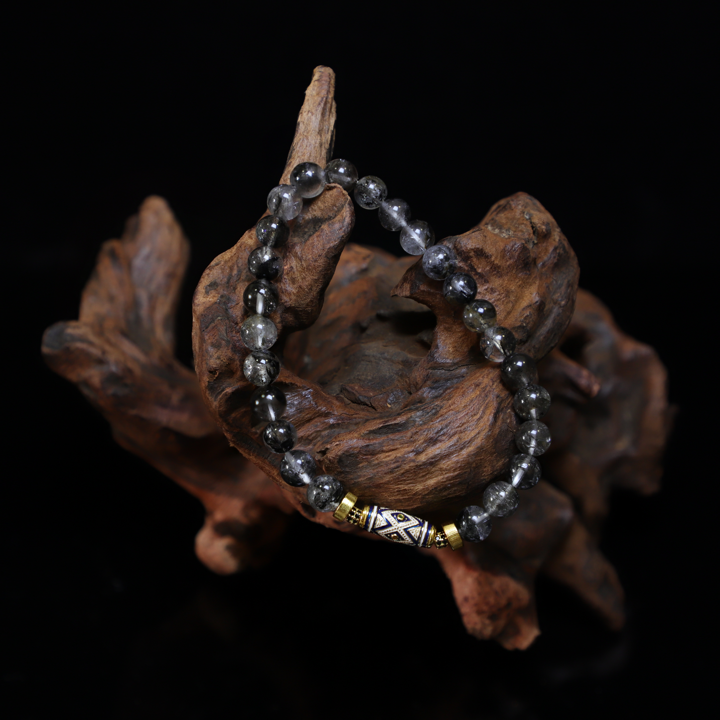 Rutilated Quartz Enamel Bracelet (7mm)