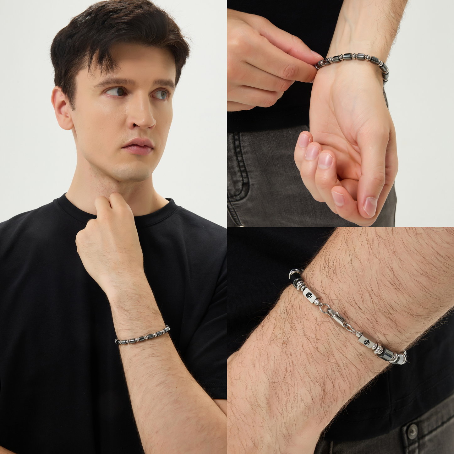 Black Obsidian & Hematite Bracelet — 6mm