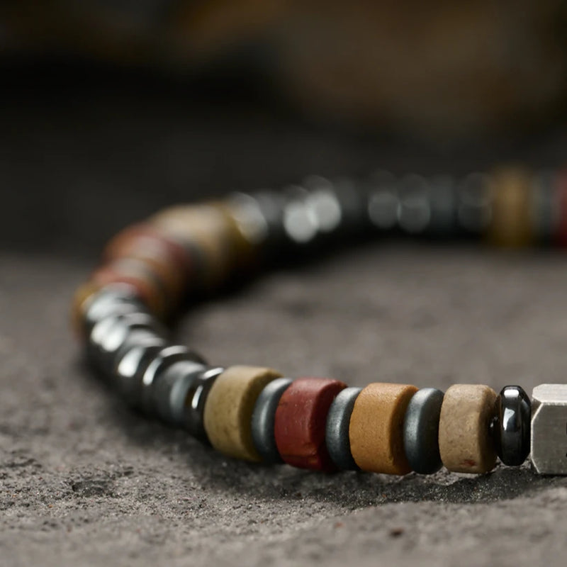 Picasso Hematite Refined Bead Bracelet — 4mm