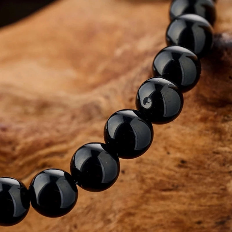 Natural Black Obsidian Bracelet — 6mm