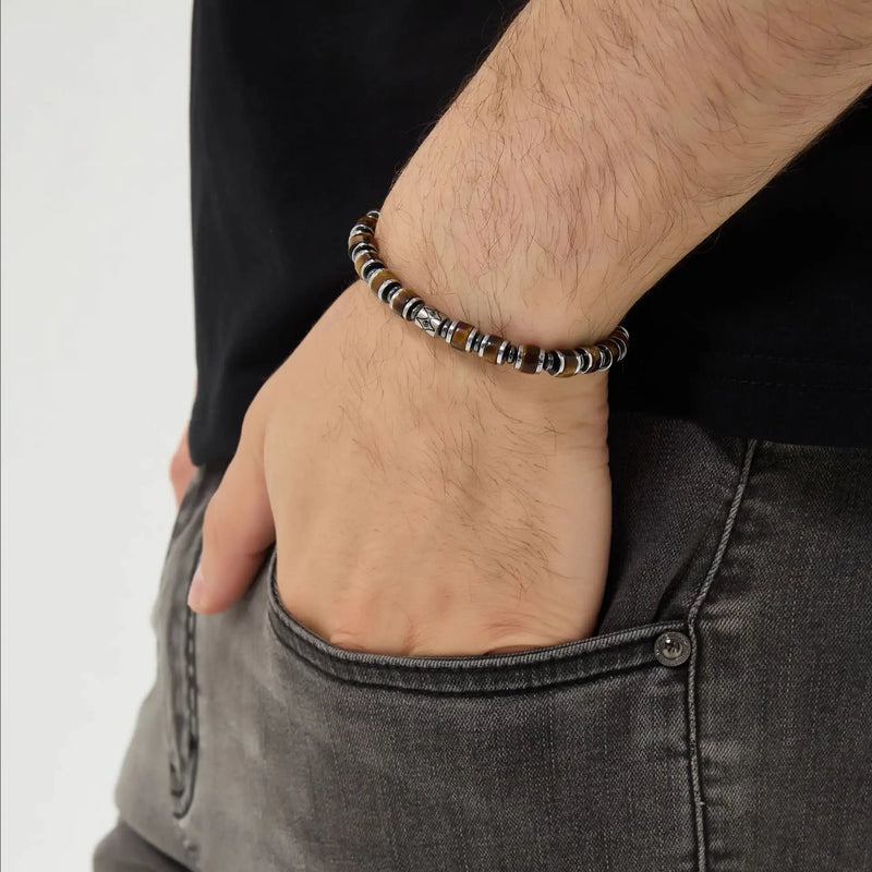 Tiger Eye & Hematite Bracelet —  6mm