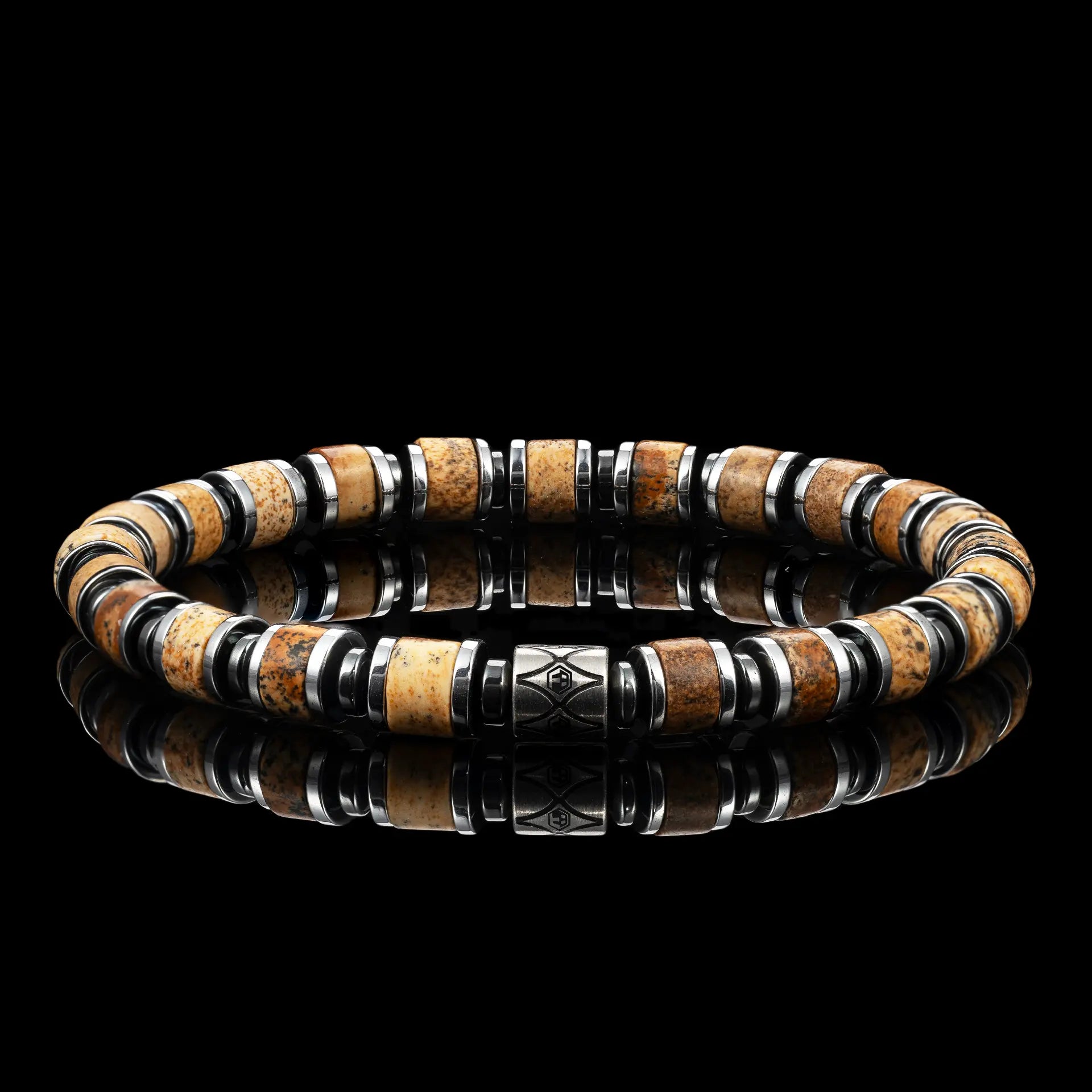 Picasso Jasper & Hematite Beaded Bracelet — 6mm