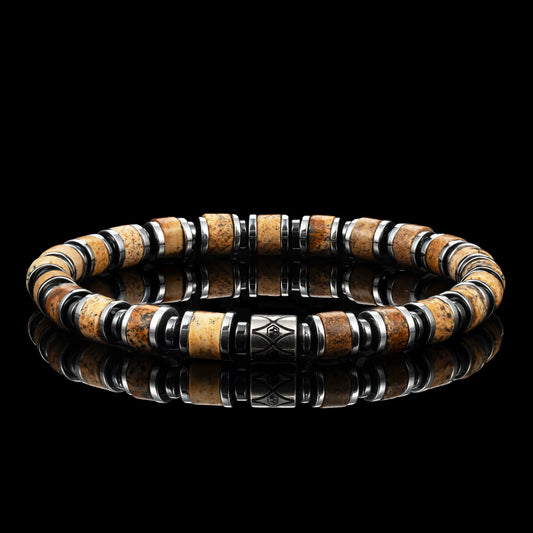Picasso Jasper & Hematite Beaded Bracelet — 6mm