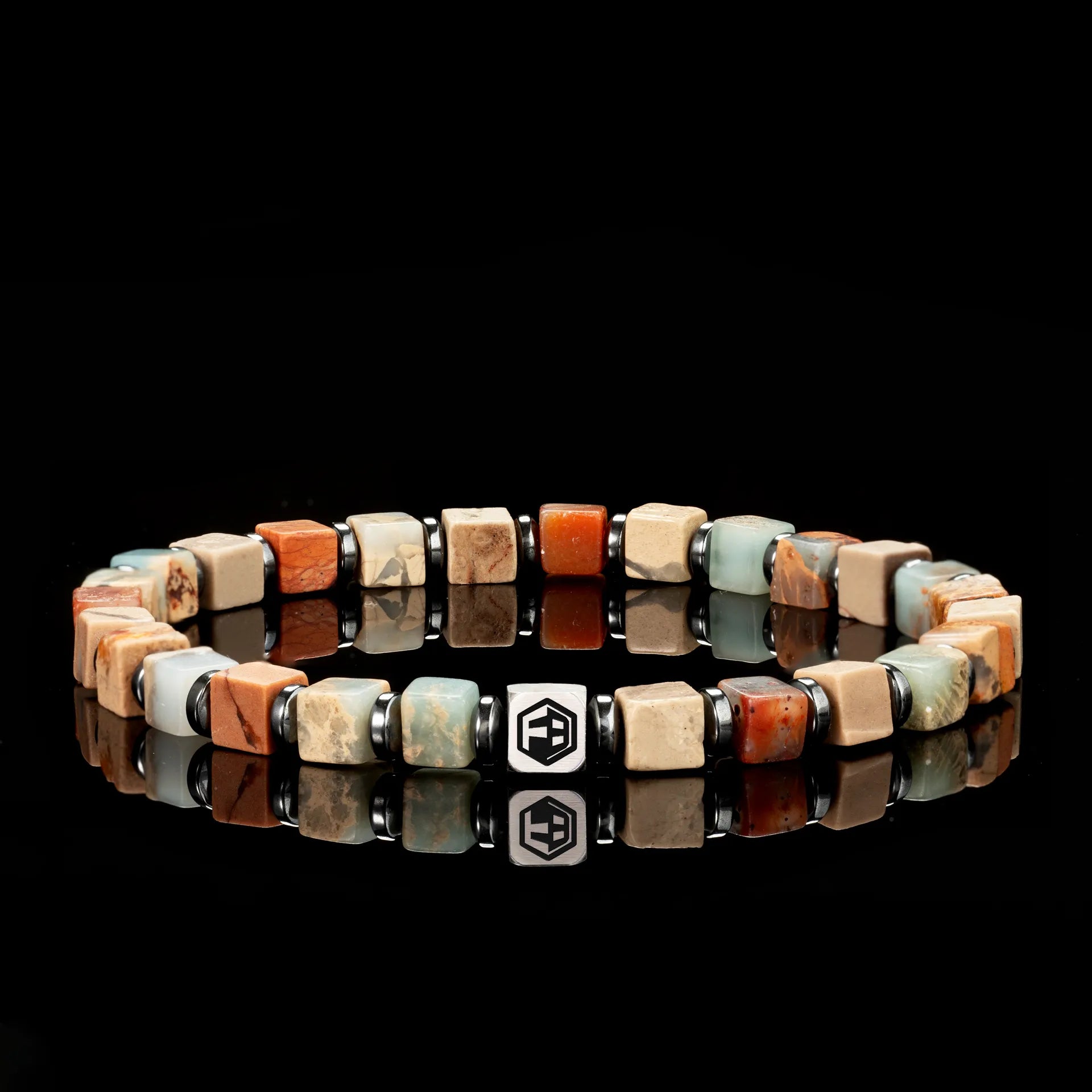 Picasso Jasper Stone & Shoushan Bracelet — 4mm
