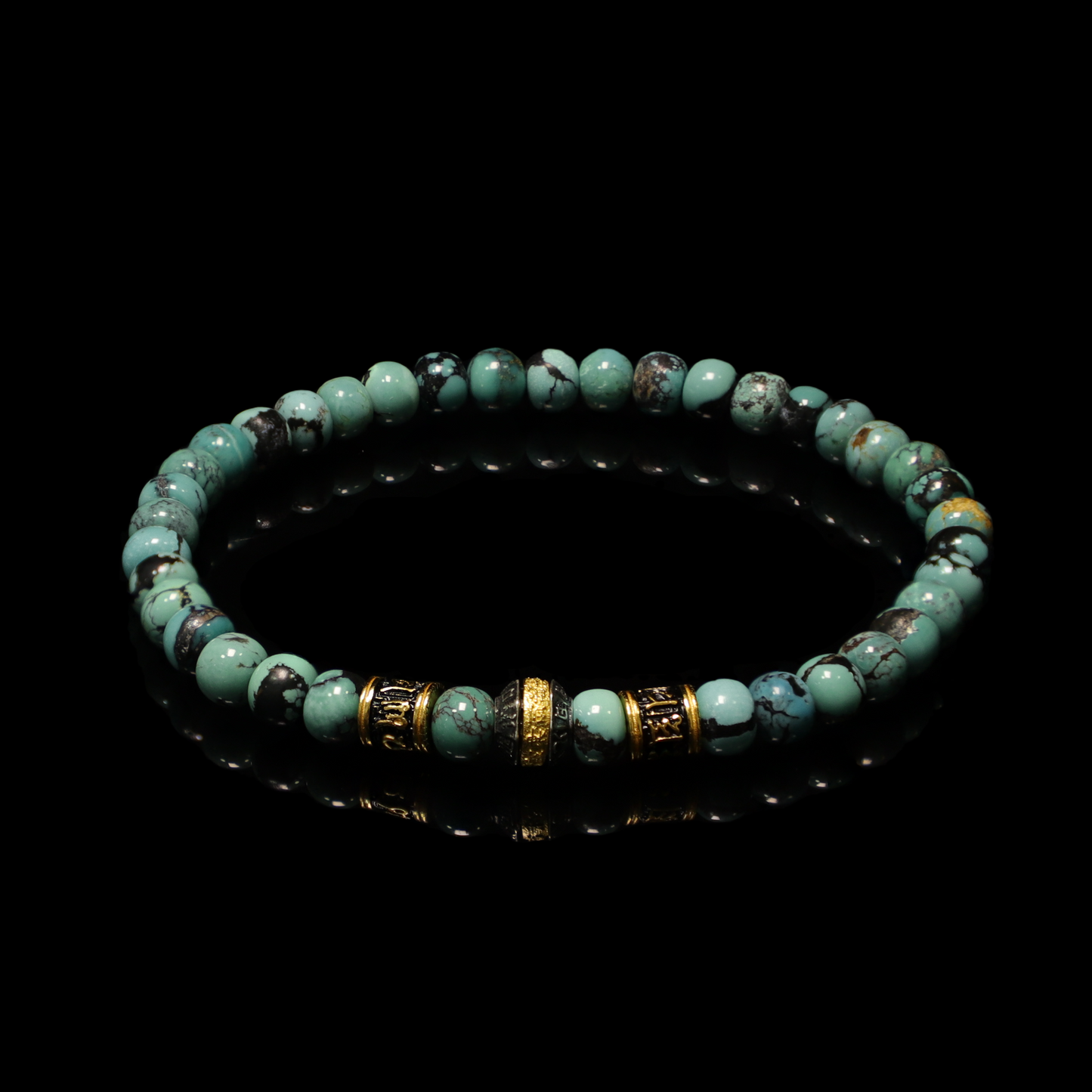 Turquoise Hematite Black Gold Bracelet (6mm)
