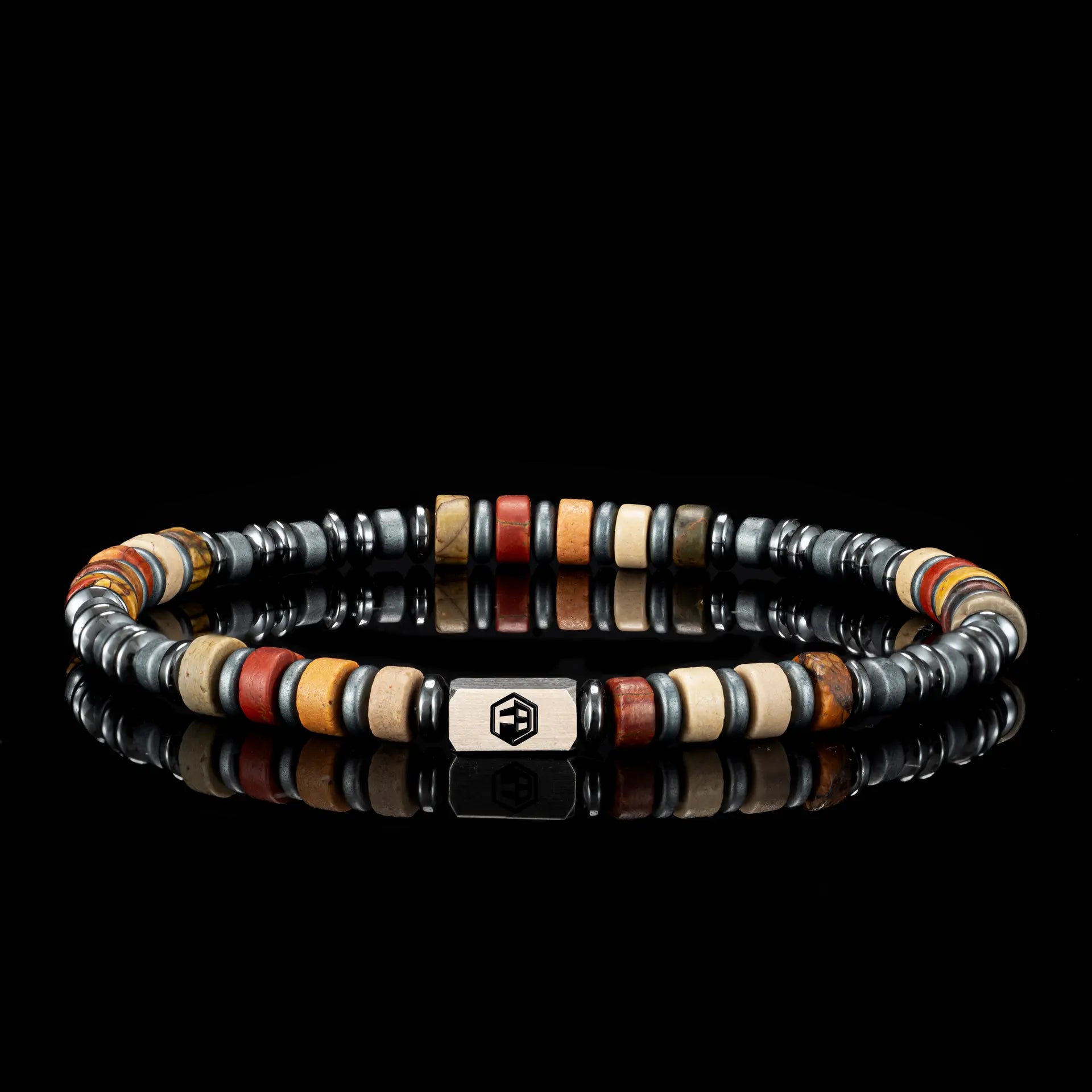 Picasso Hematite Refined Bead Bracelet — 4mm