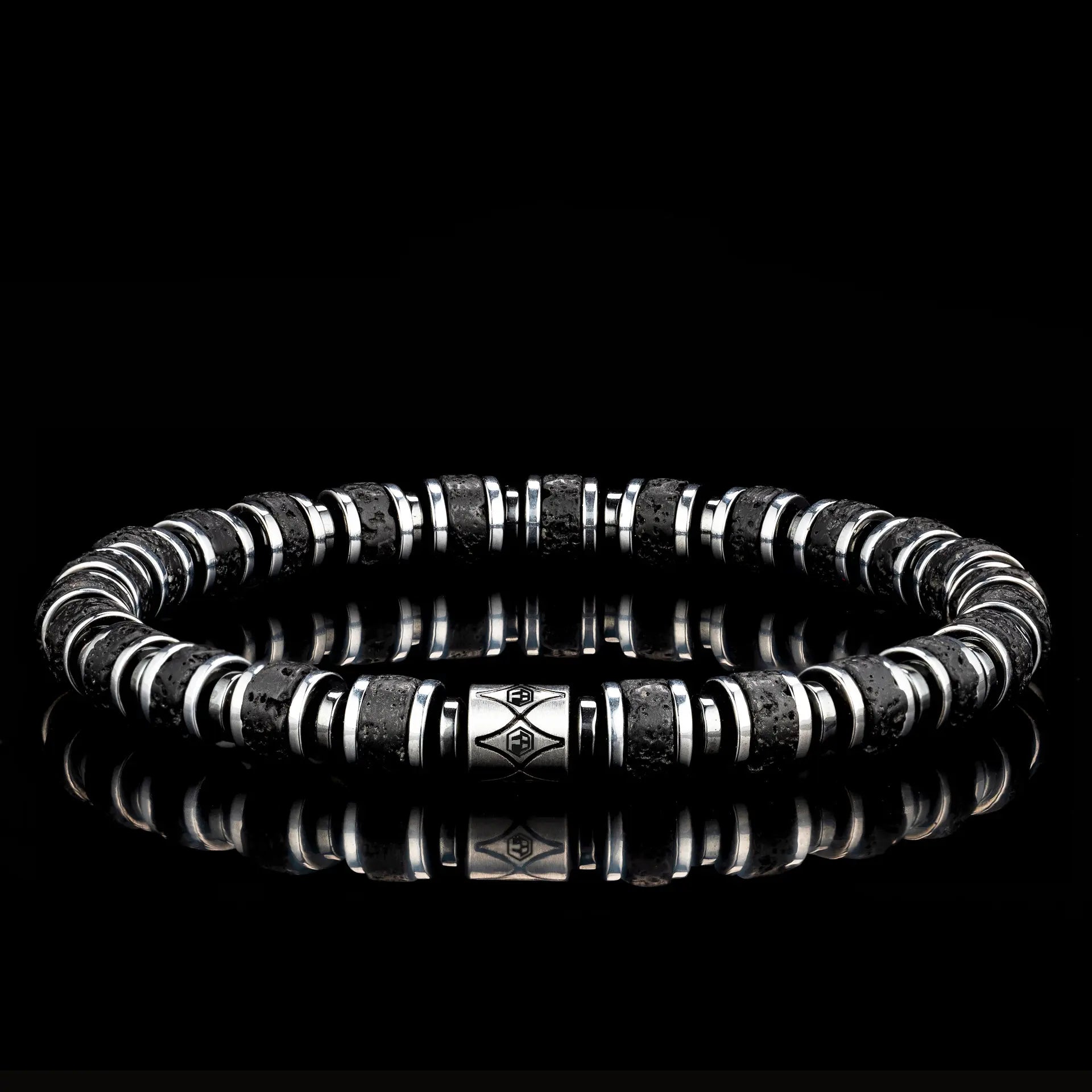 Lava Stone & Hematite Bracelet — 6mm