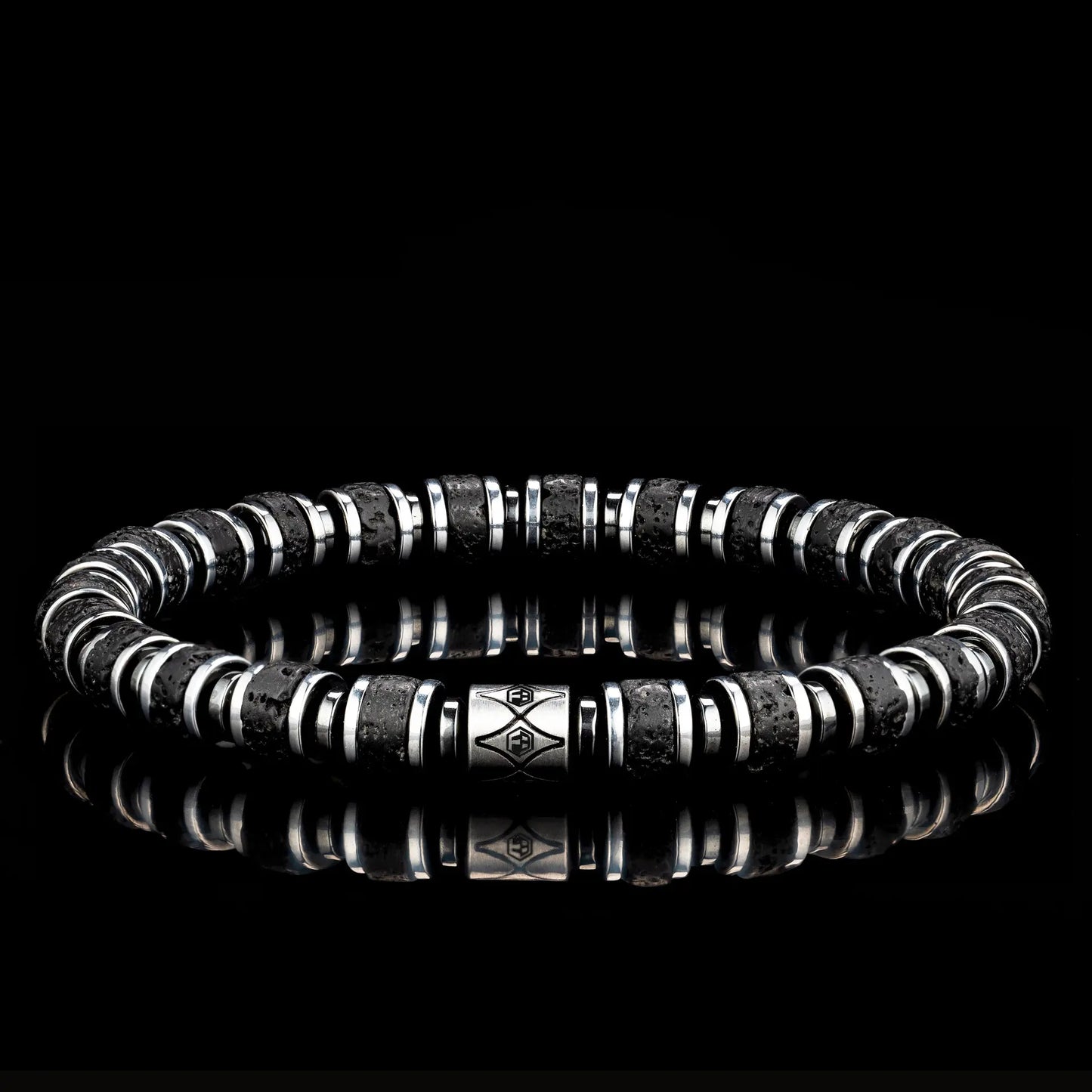 Lava Stone & Hematite Bracelet — 6mm