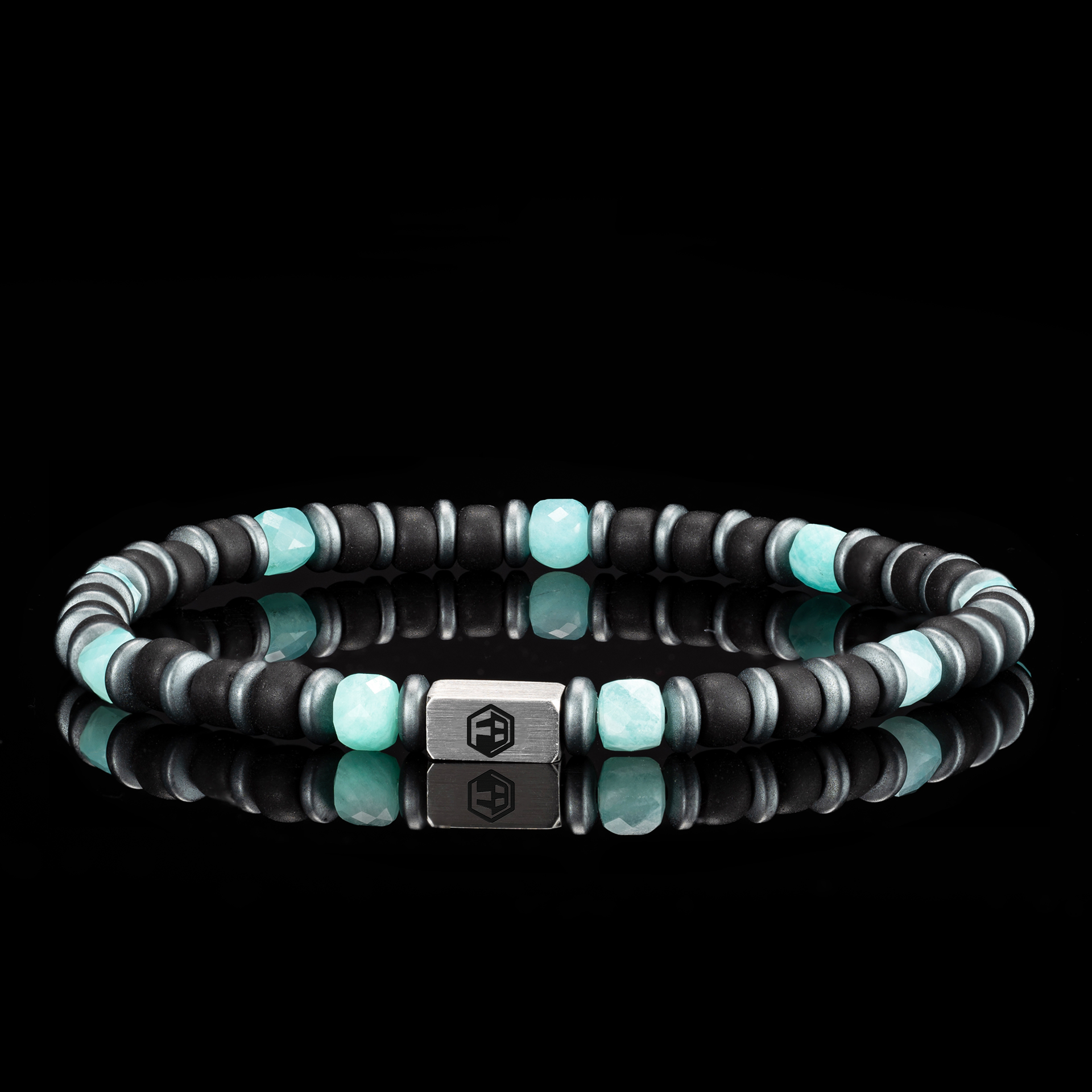 Amazonite & Miyuki Seed Beads & Hematite Bracelet I — 4mm