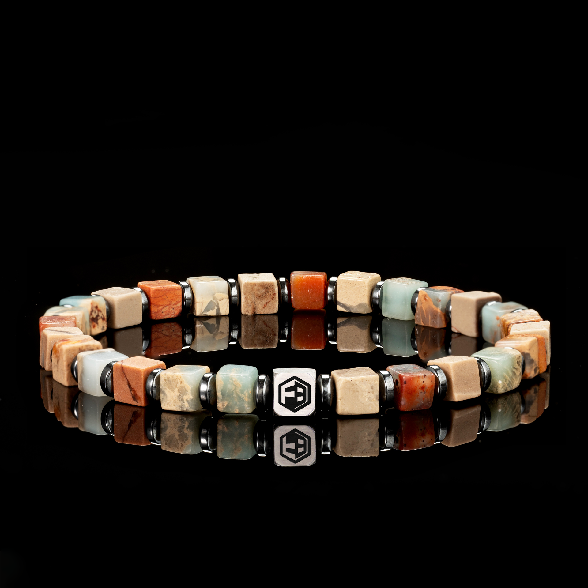 Picasso Jasper Stone & Shoushan Bracelet — 4mm