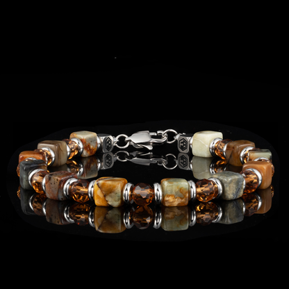 Xiuyan Jade × Crystal Bracelet — 6mm