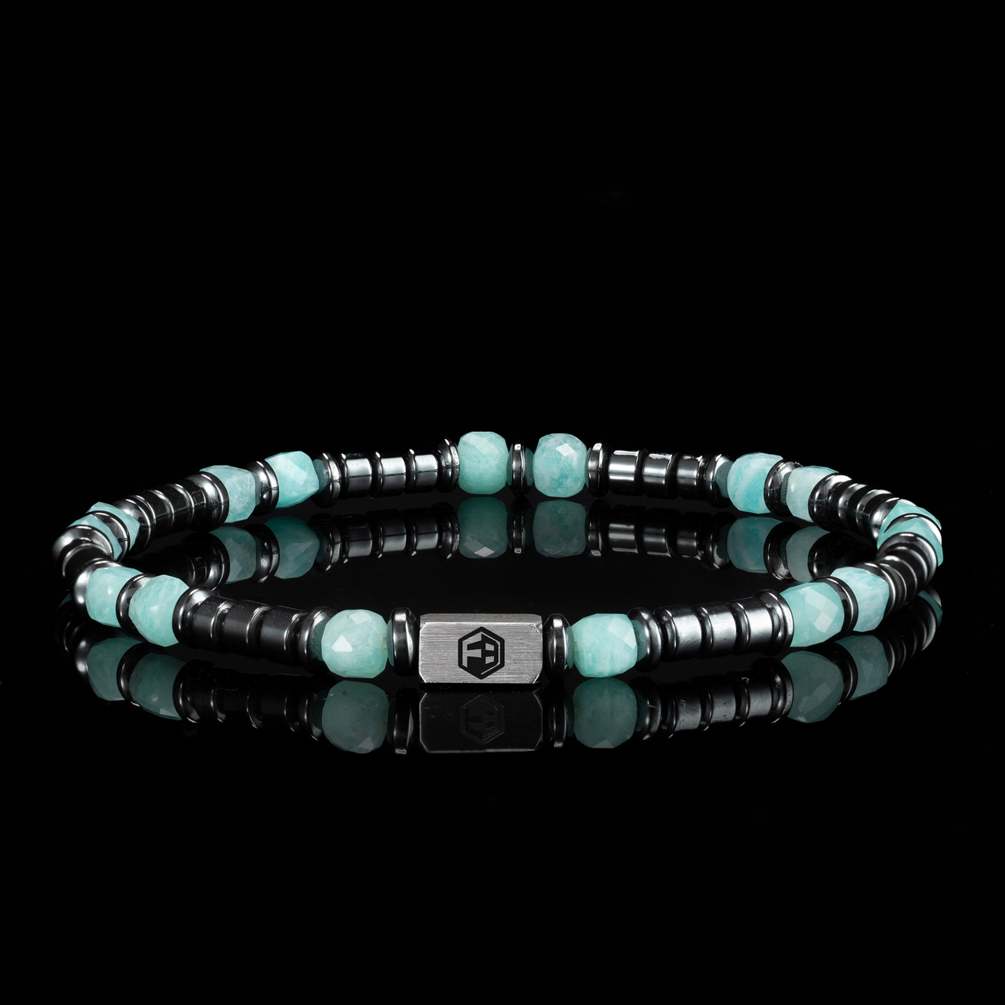 Amazonite & Miyuki Seed Beads & Hematite Bracelet II — 4mm