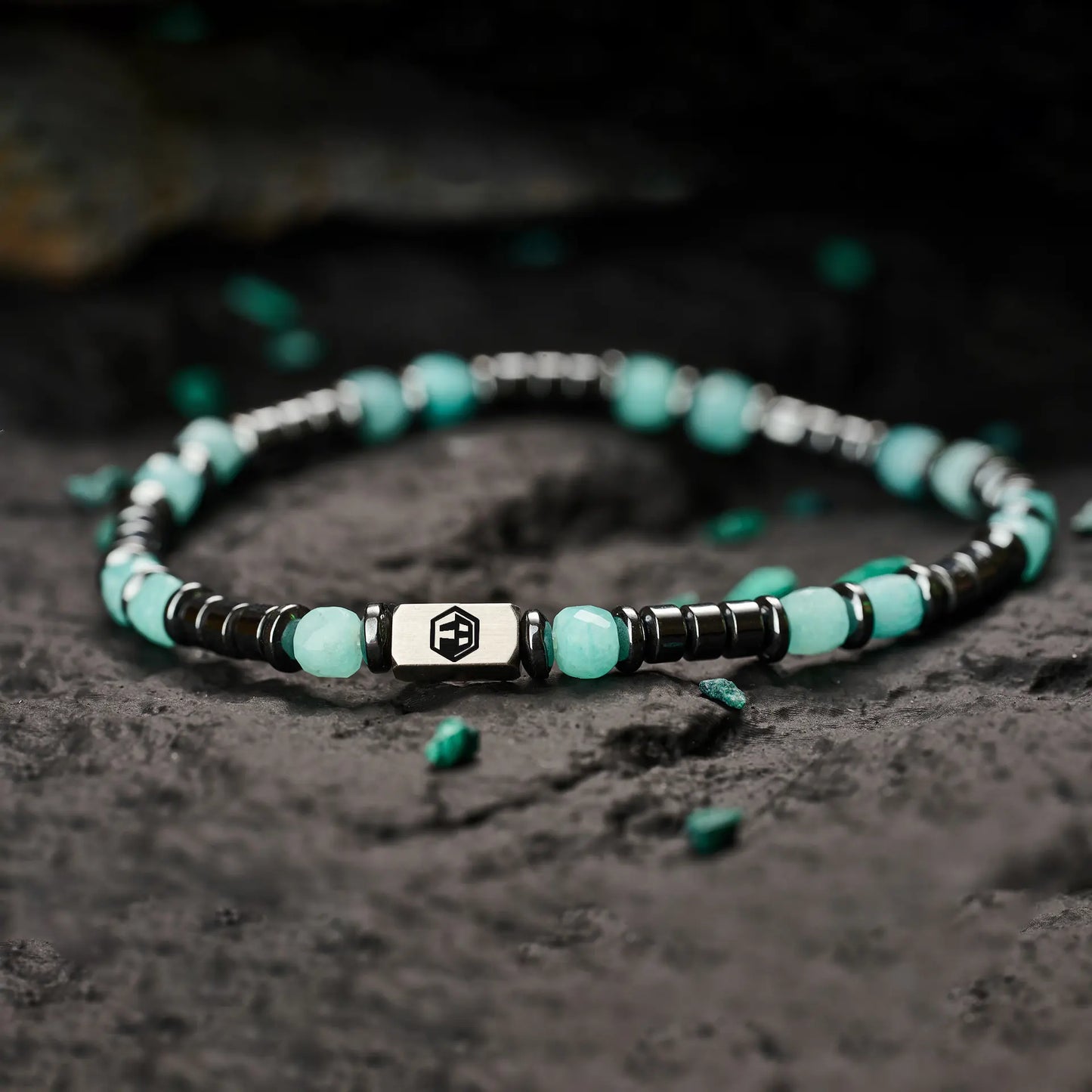 Amazonite & Miyuki Seed Beads & Hematite Bracelet II — 4mm