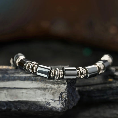 Black Obsidian & Hematite Bracelet — 6mm