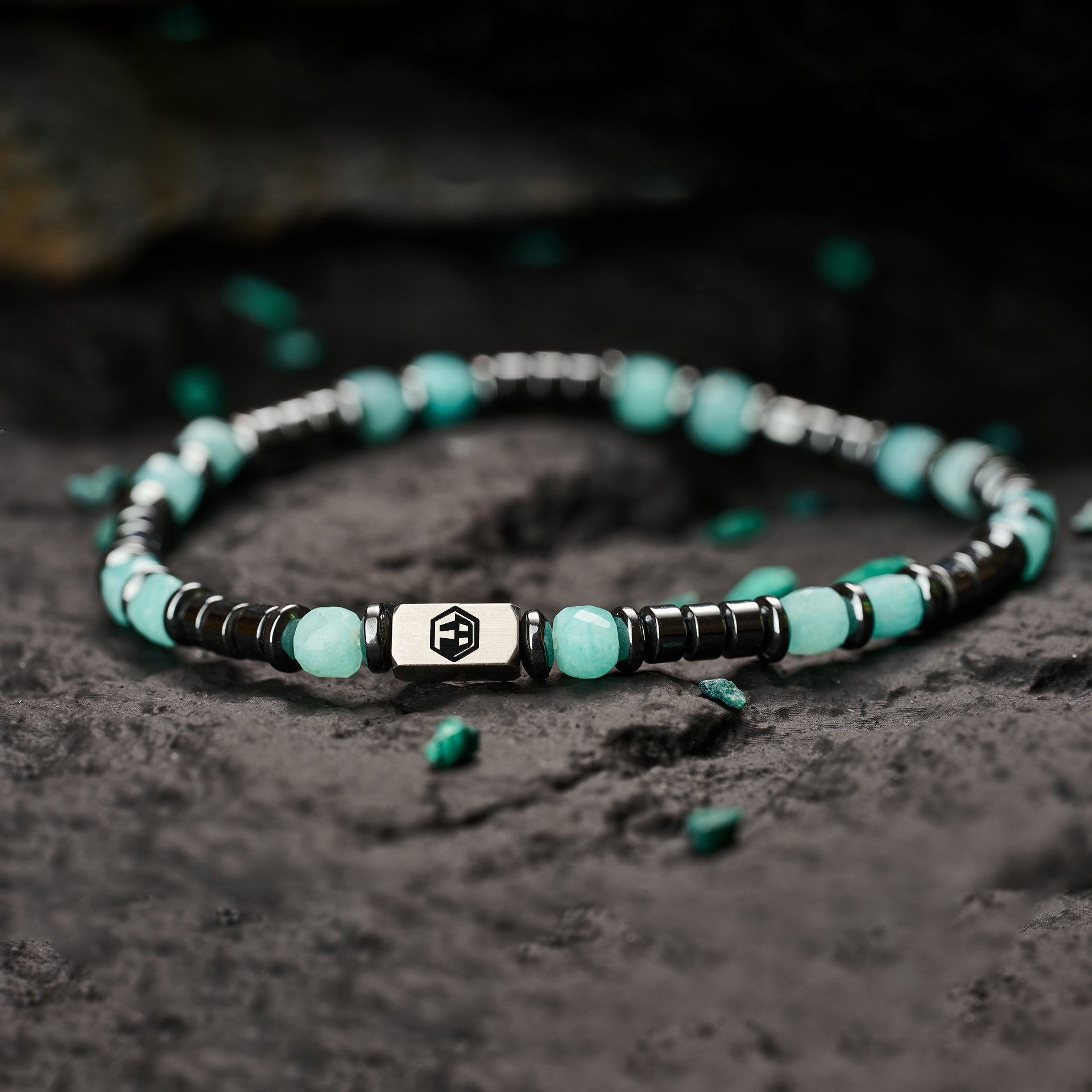 Amazonite & Miyuki Seed Beads & Hematite Bracelet II — 4mm