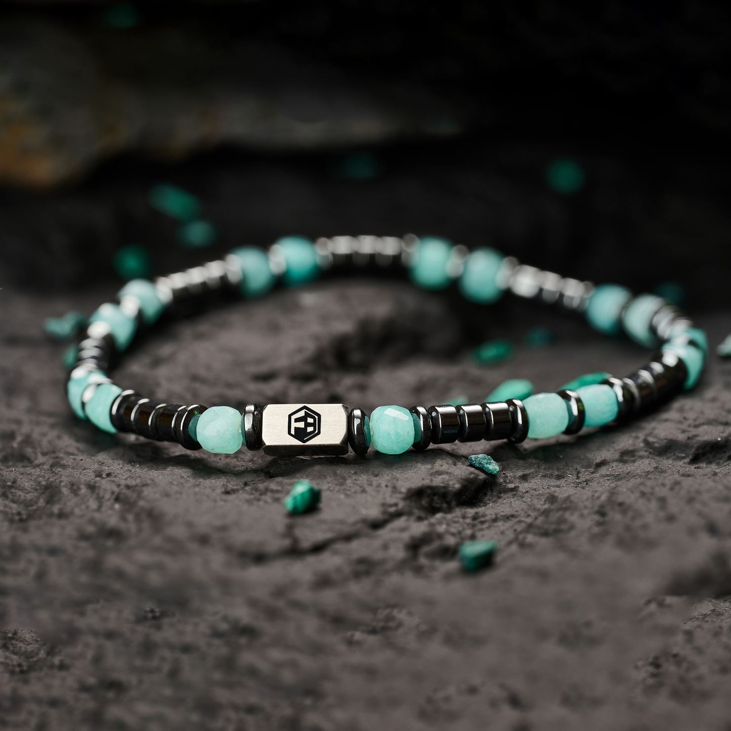 Amazonite & Miyuki Seed Beads & Hematite Bracelet II — 4mm