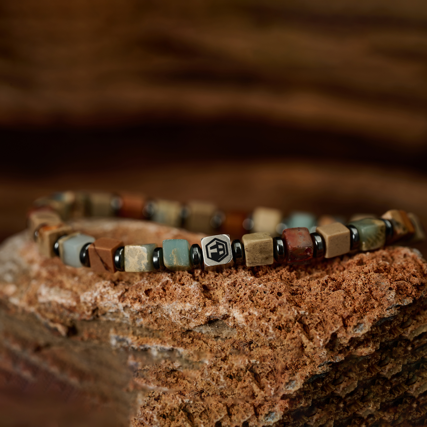 Picasso Jasper Stone & Shoushan Bracelet — 4mm