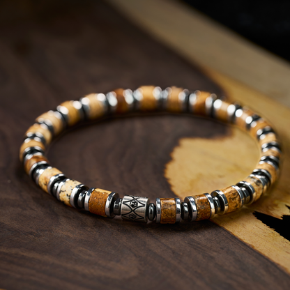 Picasso Jasper & Hematite Beaded Bracelet — 6mm