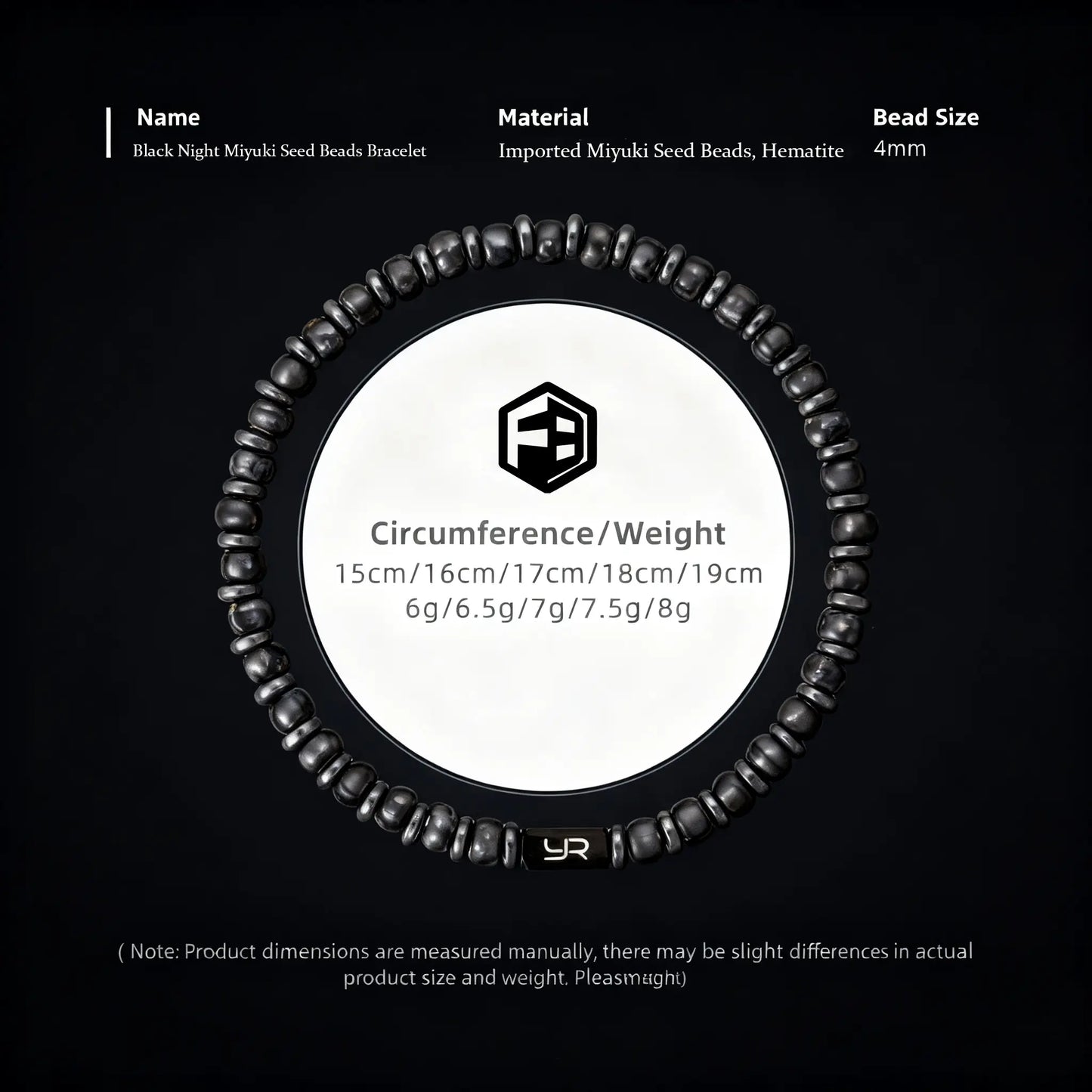 Black Night Miyuki Seed Beads Bracelet — 4mm