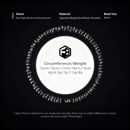 Black Night Miyuki Seed Beads Bracelet — 4mm