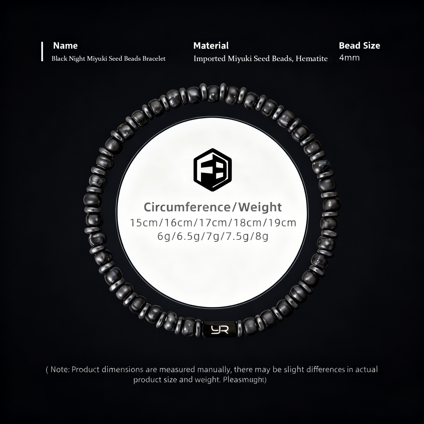 Black Night Miyuki Seed Beads Bracelet — 4mm