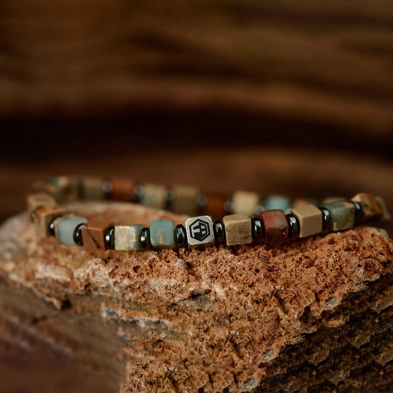 Picasso Jasper Stone & Shoushan Bracelet — 4mm