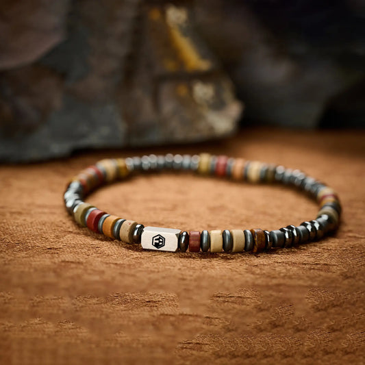 Picasso Hematite Refined Bead Bracelet — 4mm