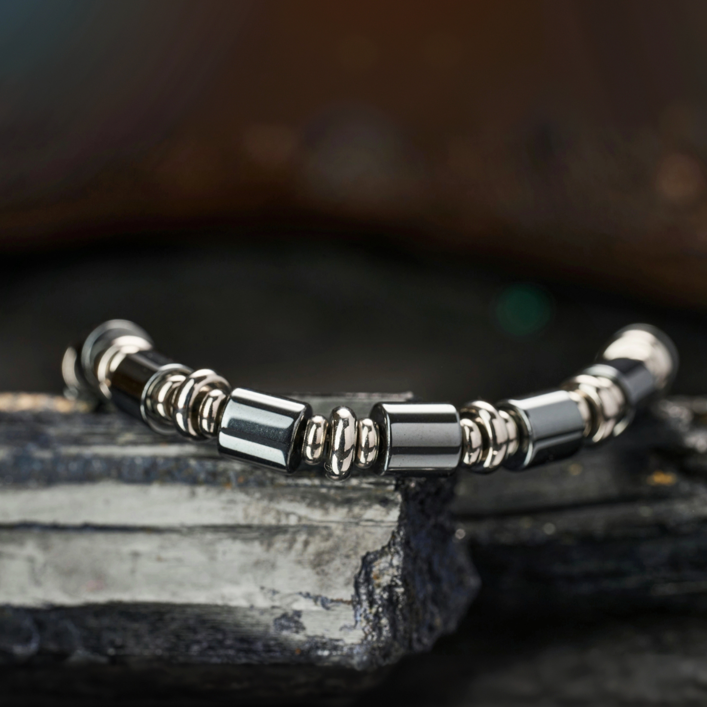 Black Obsidian & Hematite Bracelet — 6mm