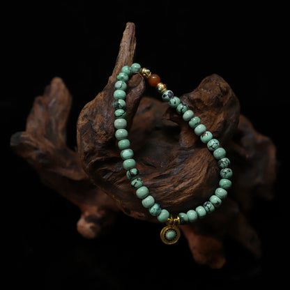 Turquoise Hematite Pendant Bracelet (6mm)