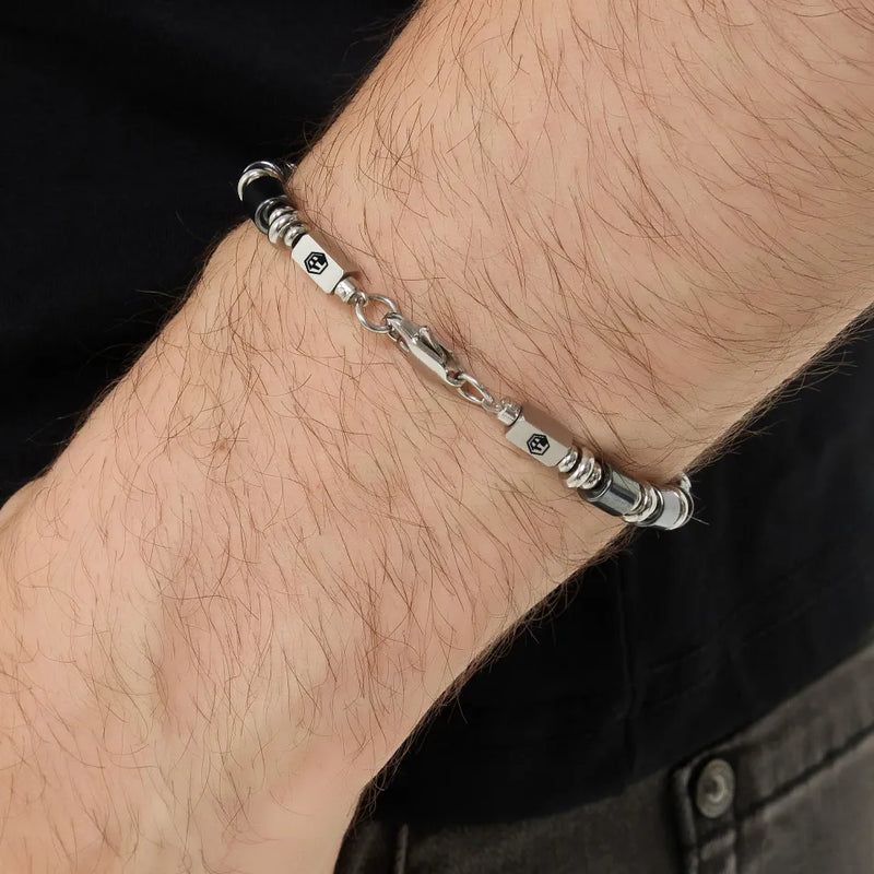 Black Obsidian & Hematite Bracelet — 6mm