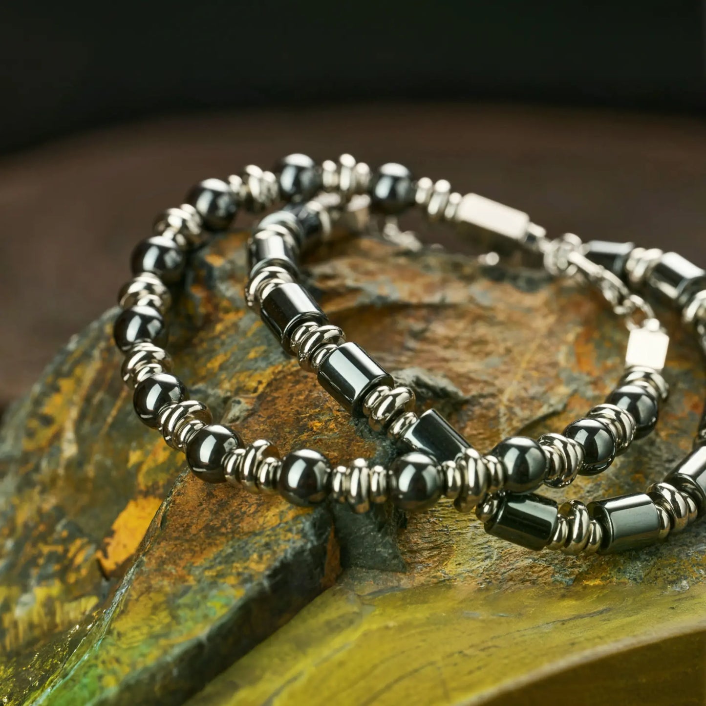 Black Obsidian & Hematite Bracelet — 6mm