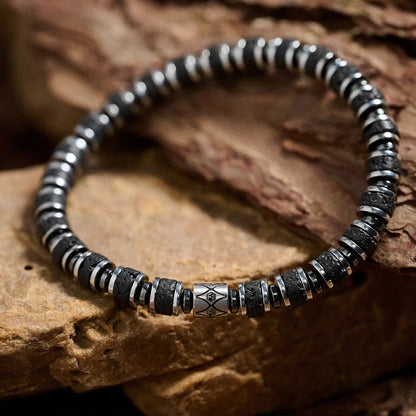 Lava Stone & Hematite Bracelet — 6mm