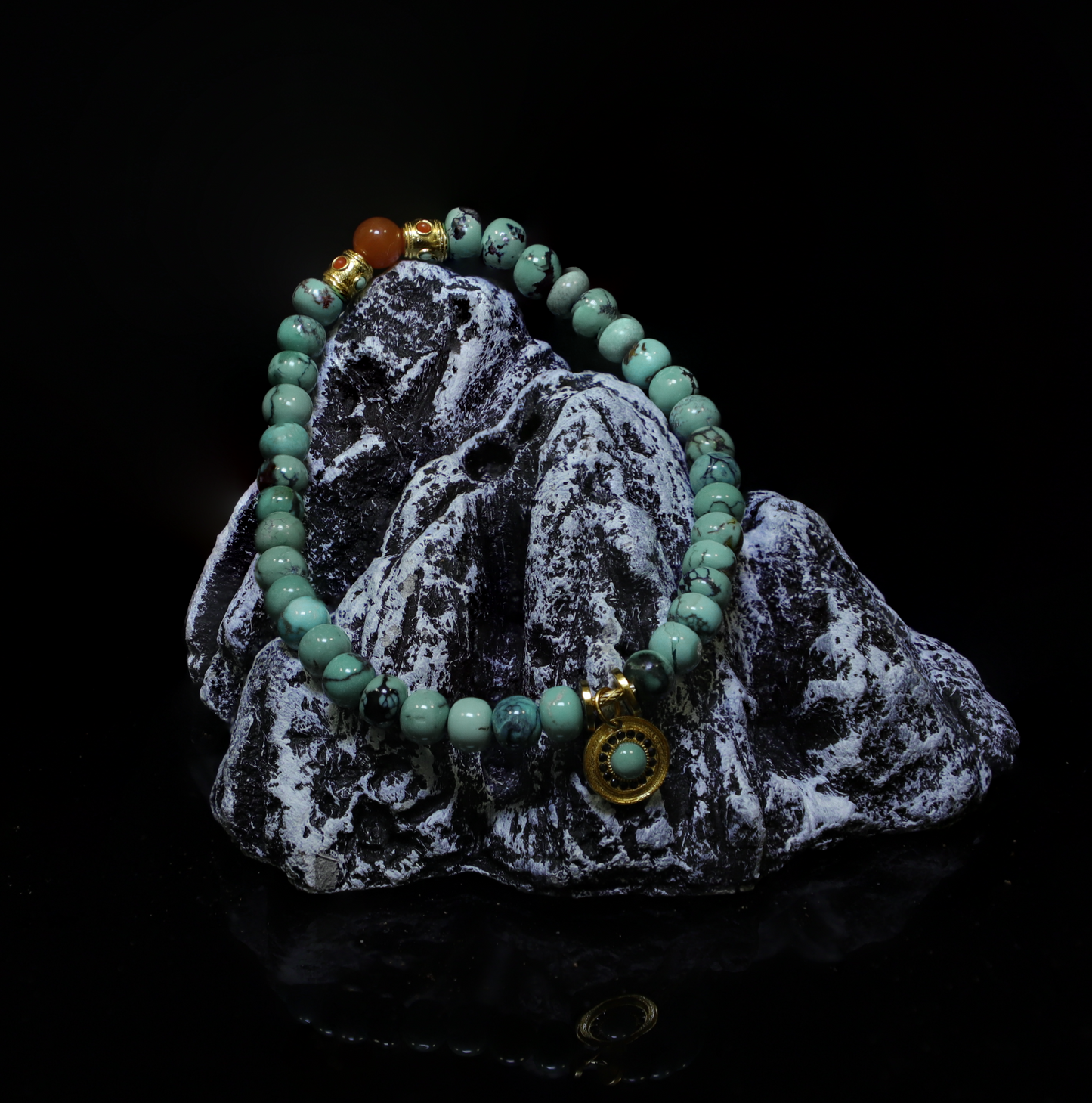 Turquoise Hematite Pendant Bracelet (6mm)