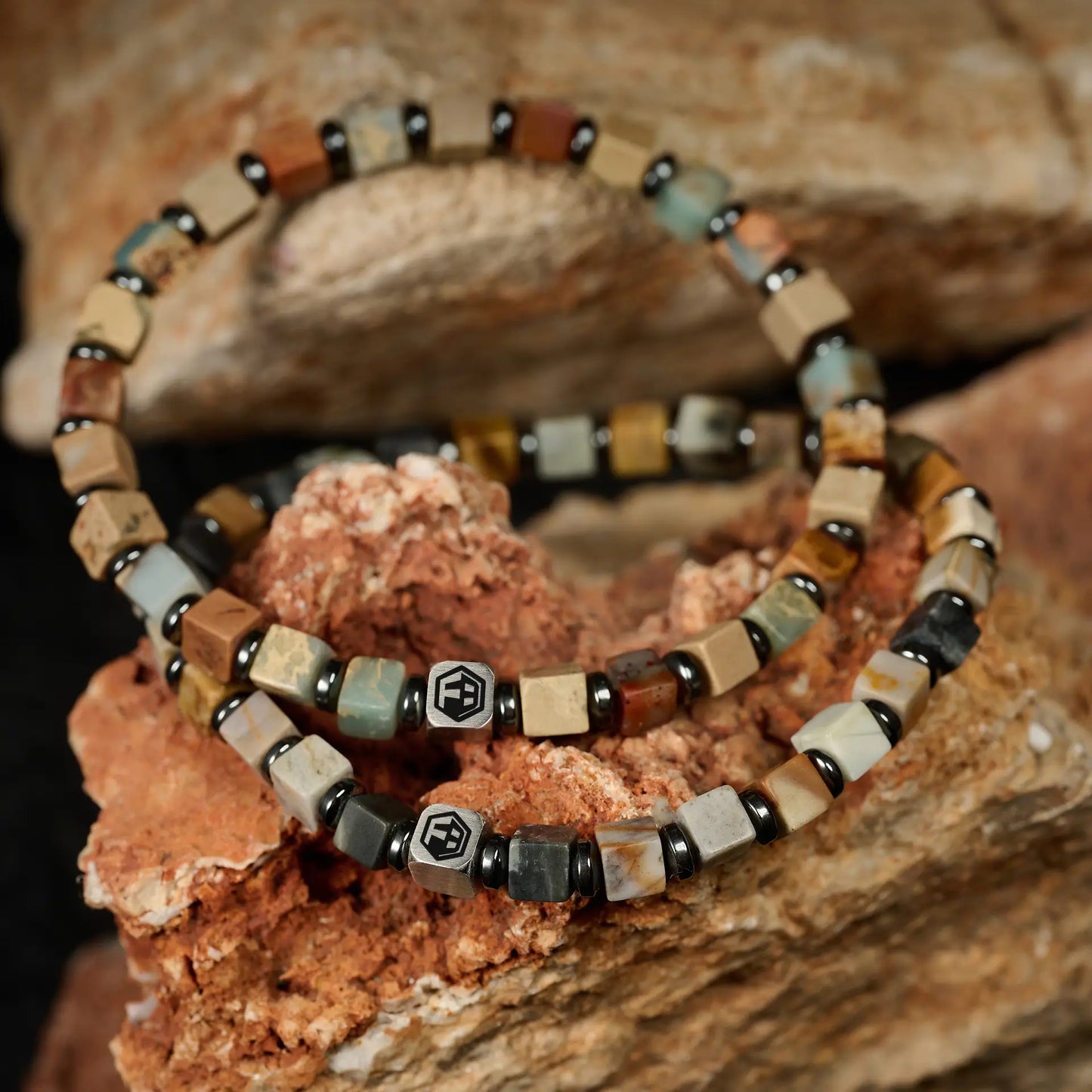 Picasso Jasper Stone & Shoushan Bracelet — 4mm