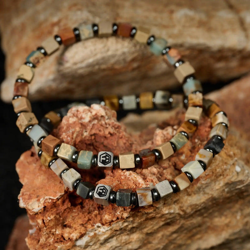 Picasso Jasper Stone & Shoushan Bracelet — 4mm