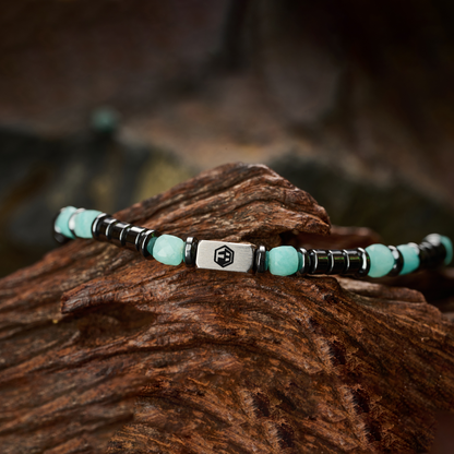 Amazonite & Miyuki Seed Beads & Hematite Bracelet II — 4mm
