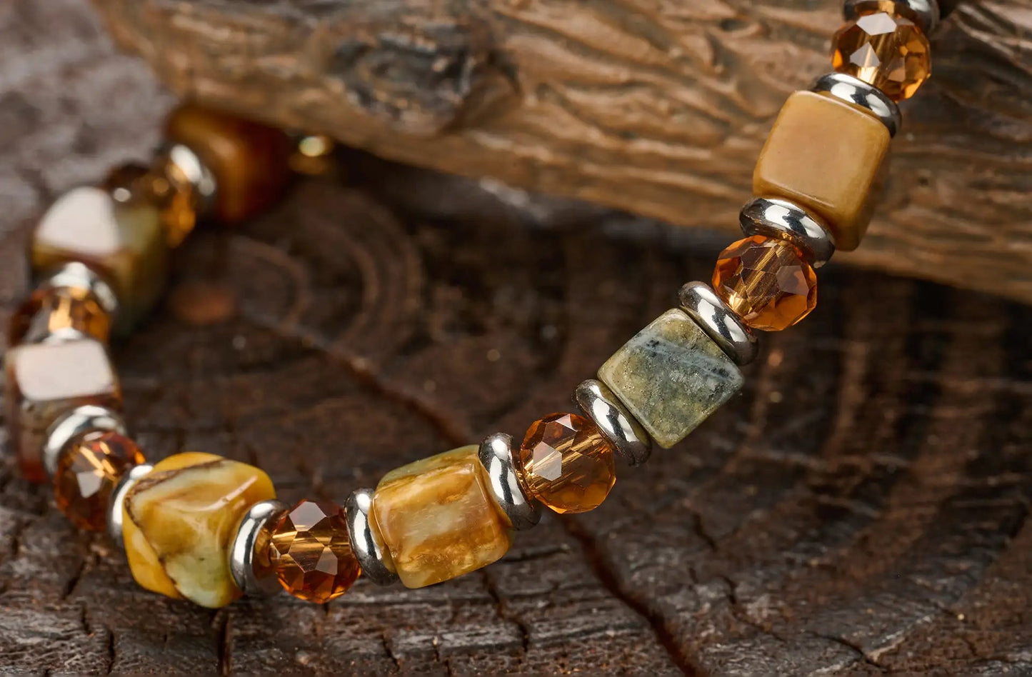 Xiuyan Jade × Crystal Bracelet — 6mm