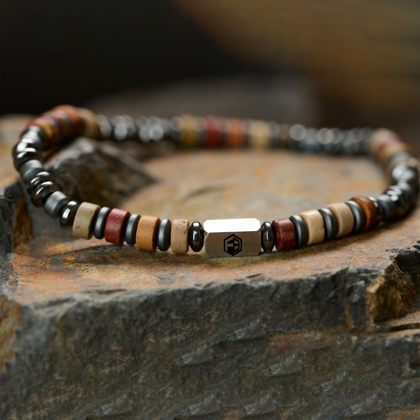Picasso Hematite Refined Bead Bracelet — 4mm