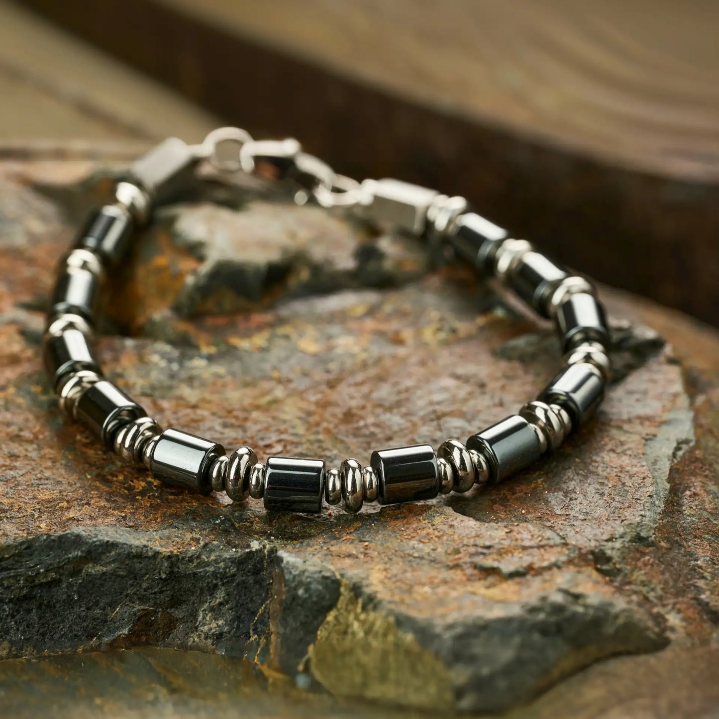Black Obsidian & Hematite Bracelet — 6mm
