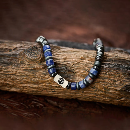 กำไลข้อมือลาพิสลาซูลี-เฮมาไทต์ — ขนาด 4 มม.