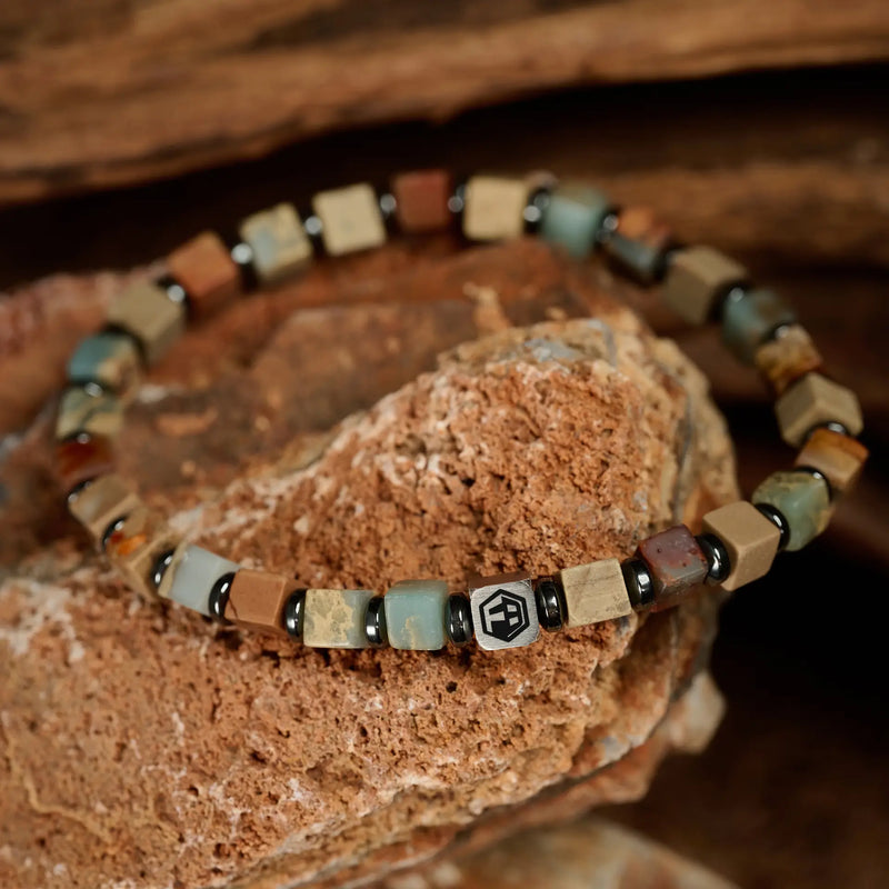Picasso Jasper Stone & Shoushan Bracelet — 4mm