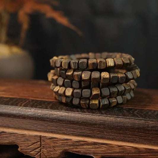 Agarwood Square Bead Bracelet（6mm）