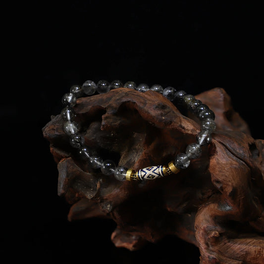 Rutilated Quartz Enamel Bracelet (7mm)