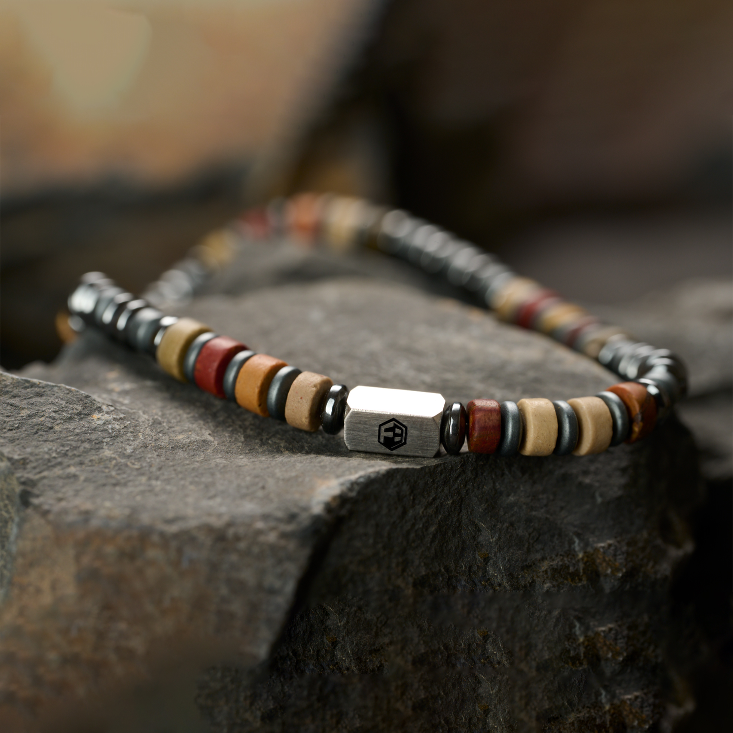Picasso Hematite Refined Bead Bracelet — 4mm