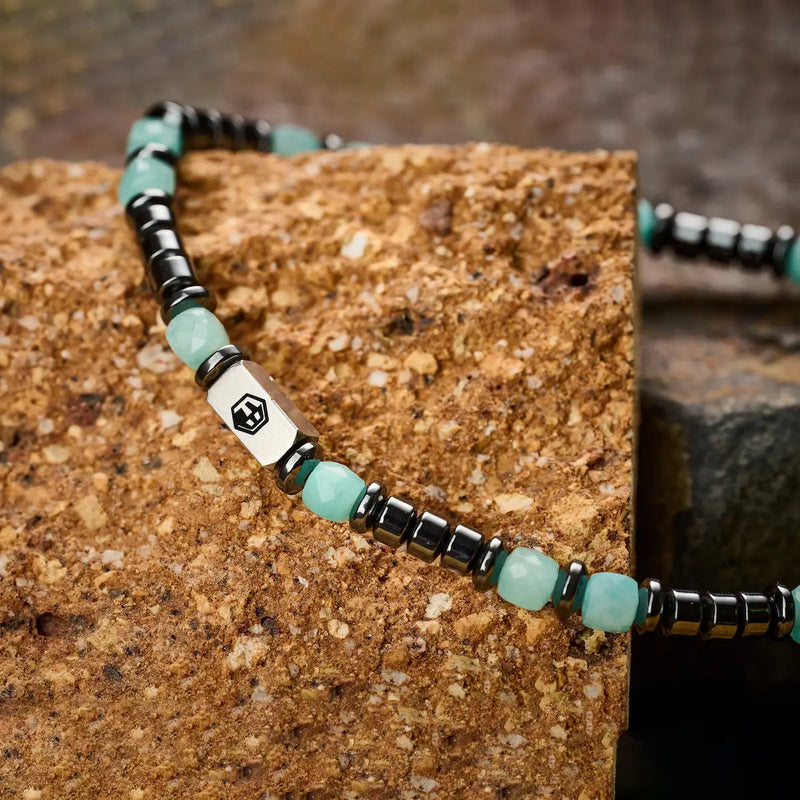 Amazonite & Miyuki Seed Beads & Hematite Bracelet II — 4mm
