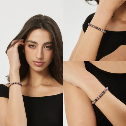 Rhodochrosite & Hematite Disc Bracelet — 6mm