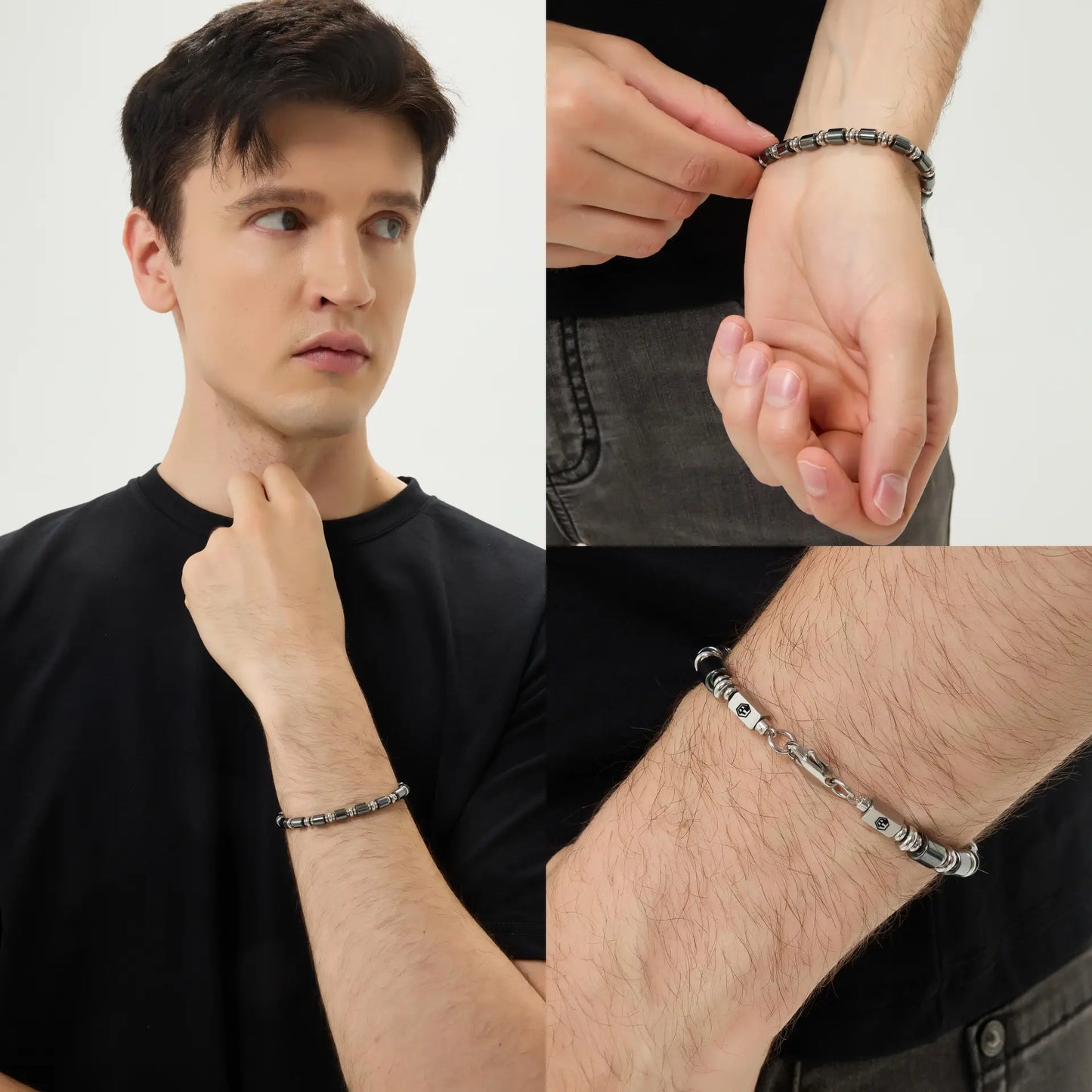 Black Obsidian & Hematite Bracelet — 6mm