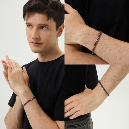 Picasso Hematite Refined Bead Bracelet — 4mm