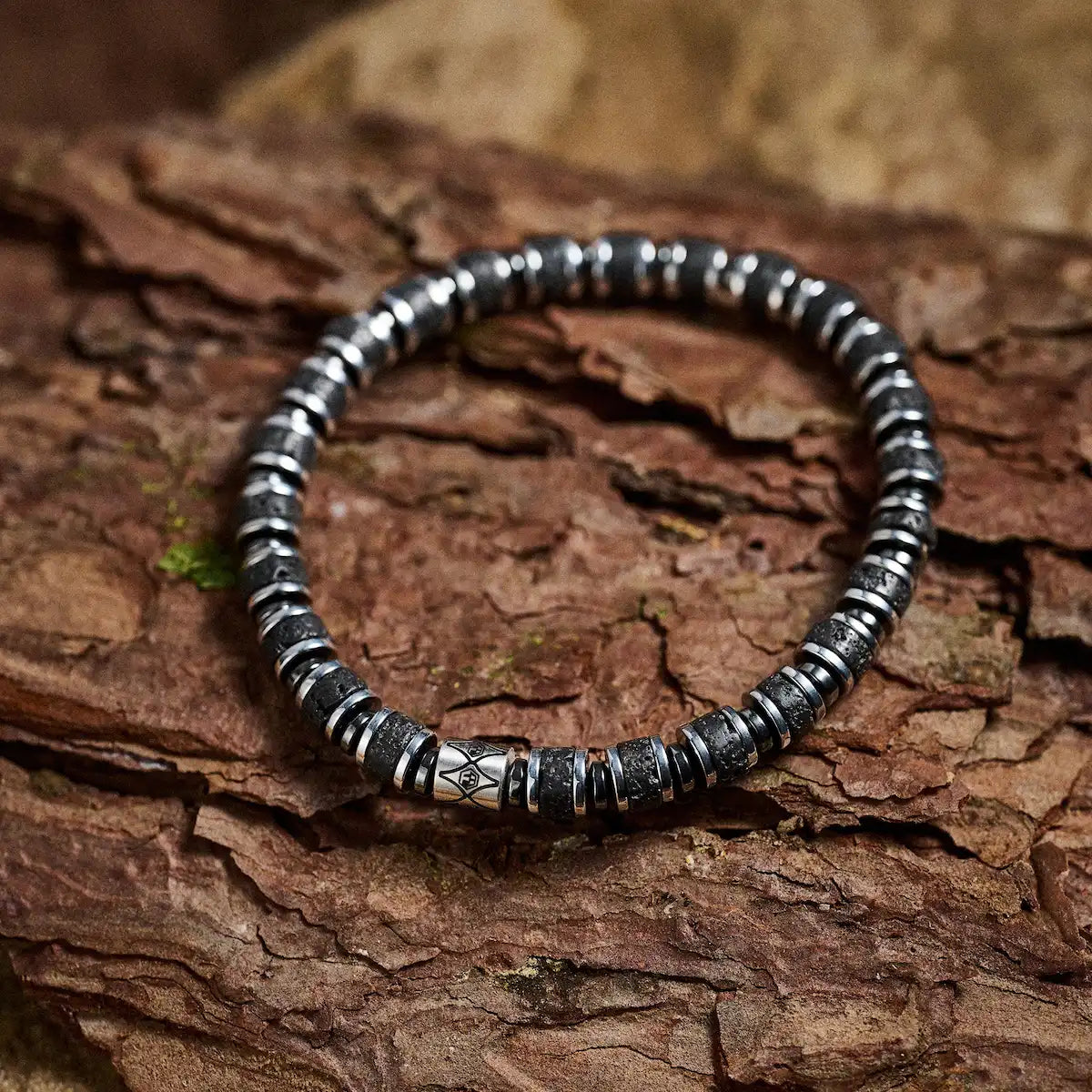 Lava Stone & Hematite Bracelet — 6mm